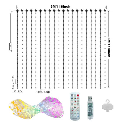 400Leds Smart Curtain String Light Bluetooth APP Control Christmas Fairy Light DIY Picture Display Garland Party Wedding Decor